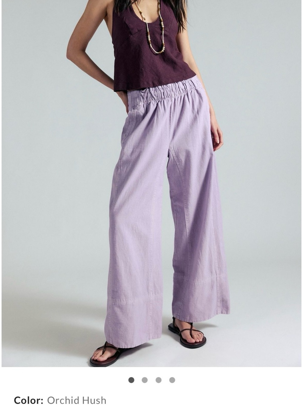 Free People Day’s End Linen Pull-On Pants - Orchid Hush